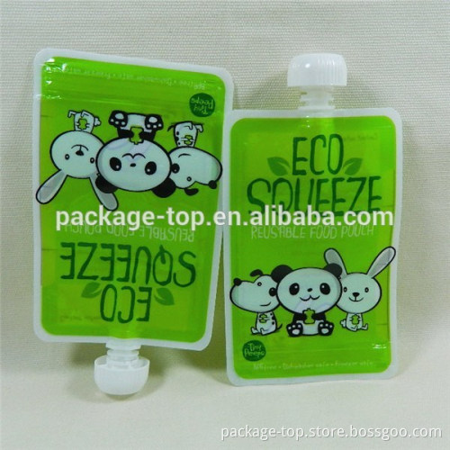 Reusable food spout pouches for yoghurt/fruit juice packging